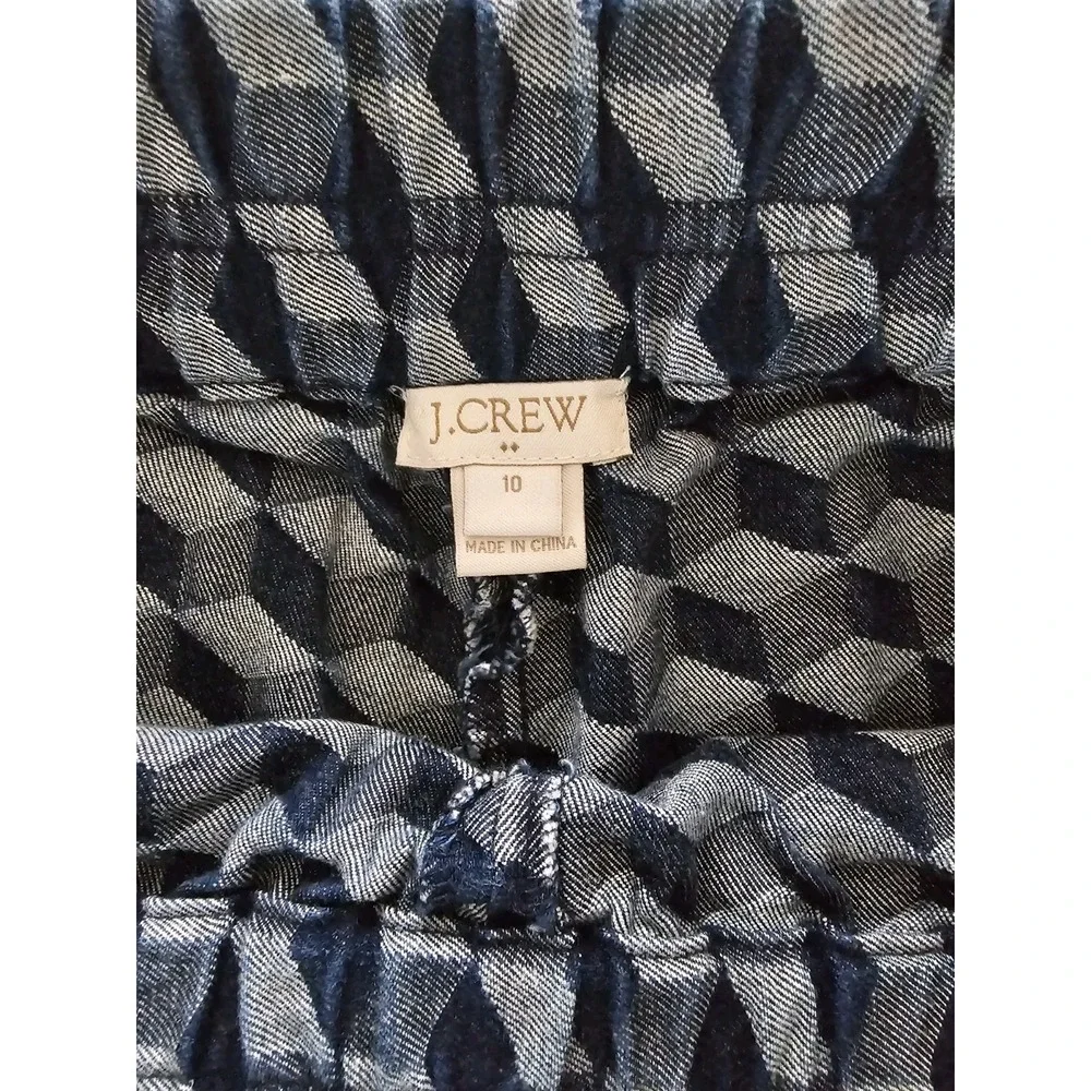 J CREW Jean Two‎ Tone Denim Geometric Mini Shorts Size 10